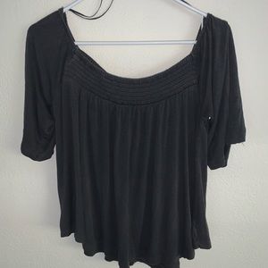 Off the shoulder grey top